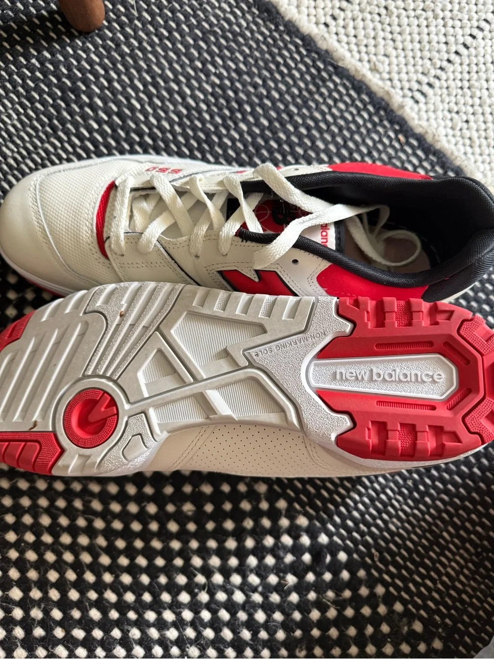 New Balance Men’s 550 White and Red Sneakers